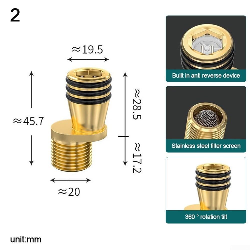 Winkeladapter für Duschwand, Messing, 360° drehbar, goldfarben (2) | Volle 360-Grad-Drehung, flexibler Winkel, einfache Anpassung, passt zu verschiedenen Einstellungen, individuelle