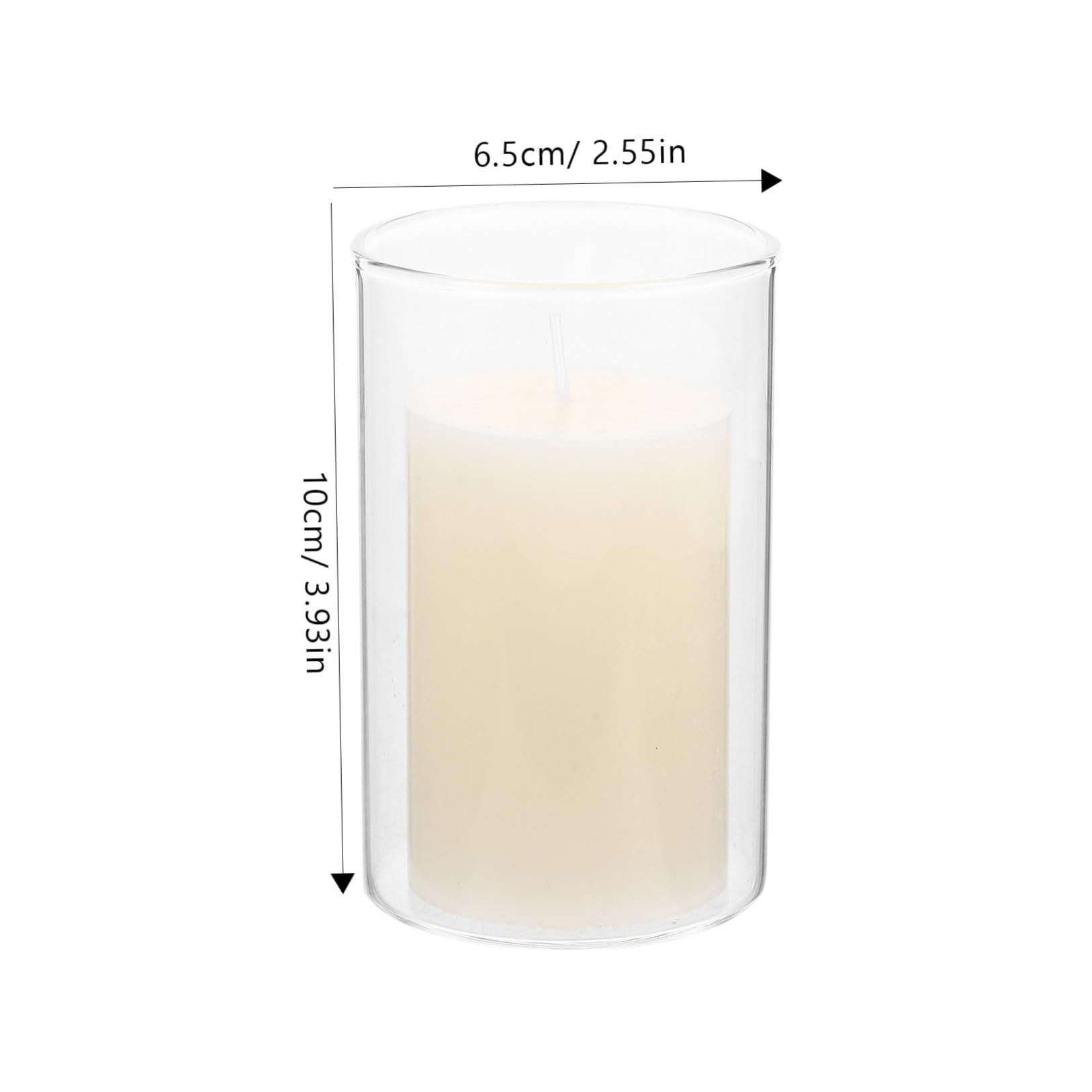 Candela in Vetro Bianca per Decorazione Casa e Bar, Forma Semplice, Atmosfera Accogliente per Intima o Festa