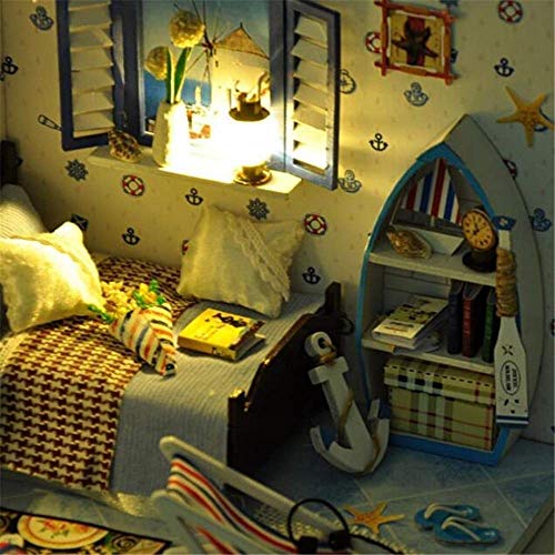 3D-Puzzles DIY Zusammenbau Hawaii Villa Haus Holzhäuser Puppenhaus Miniatur Mit Möbeln Led Leuchten Kreatives… – Bild 7