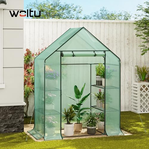 Foto von WOLTU Foliengewächshaus Tomatengewächshaus Treibhaus Gartenhaus Frühbeet Tomatenhaus Gemüse Gewächshaus Grün 143x73x195 cm