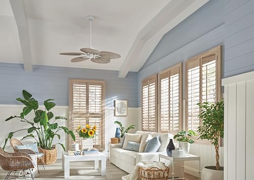 Hinkley Tropic Air 52" Indoor and Outdoor Ceiling Fan - Five Blades, DC 4 Speed Motor - Matte White and Palm-Shaped Weathered Wood Composite Fan Blades - Image 3