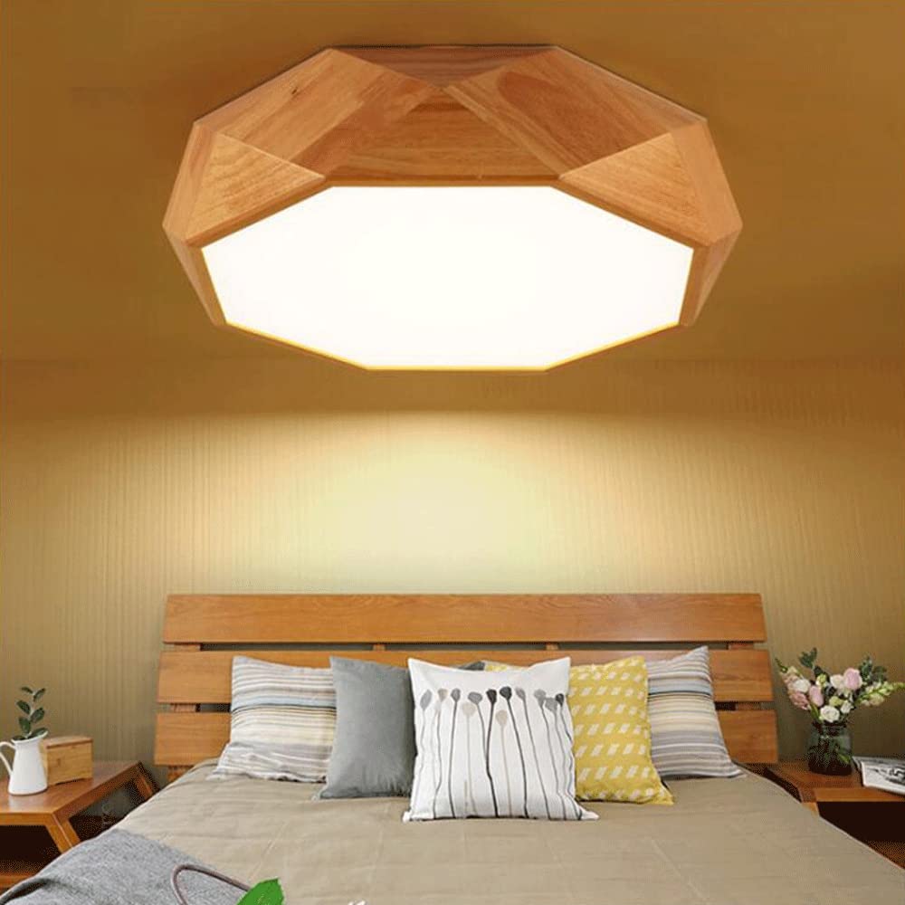 Lámparas de techo de madera modernas nórdicas cerca del techo, lámpara de techo ajustable 3000K4000K6000K, accesorios de iluminación de decoración de bar de cafetería de restaurante, luz LED de