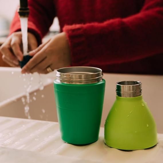 KeepCup Water Bottle, Reusable Insulated Stainless Steel Dual Opening with Leakproof Steel Cap, 14oz/420ml - Black
