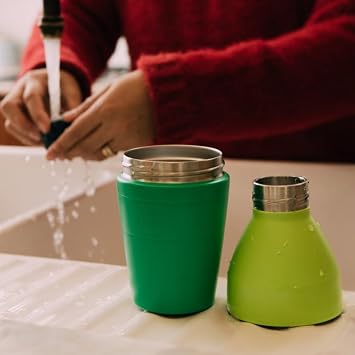KeepCup Water Bottle, Reusable Insulated Stainless Steel Dual Opening with Leakproof Steel Cap, 14oz/420ml - Black