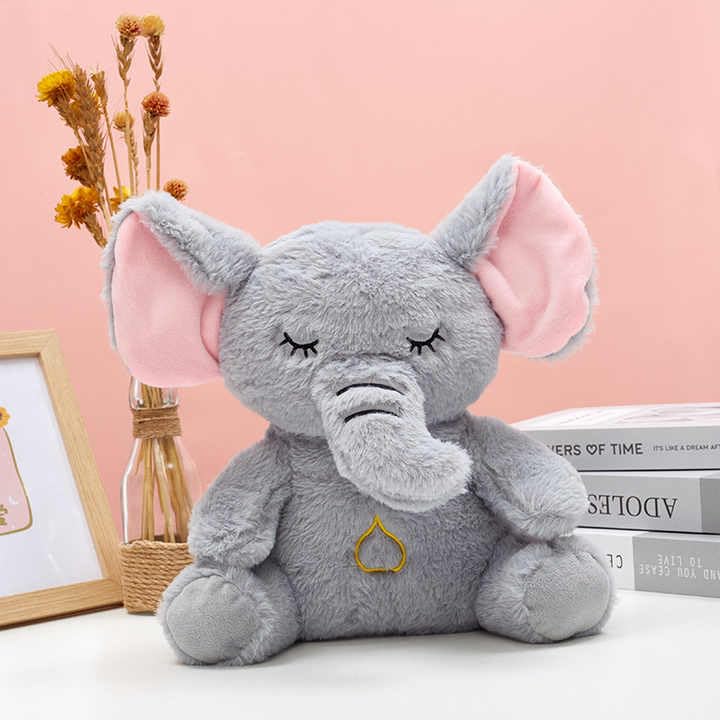 Image of Cute Breathing Elephant Teddy Bear for Kids Super Soft Plush Huggable Toy - 32 cm (Grey)