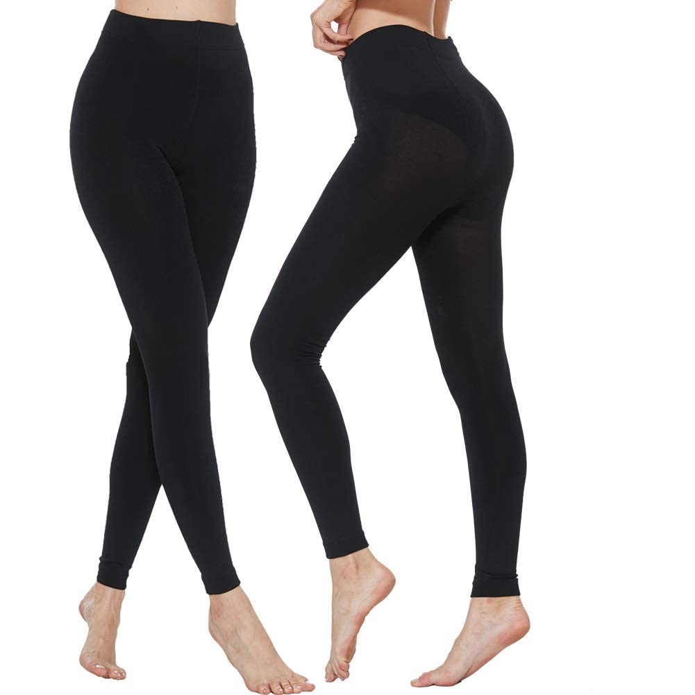 MANZI Women's Black Tights Opaque 400 Denier Pack of 2 XL