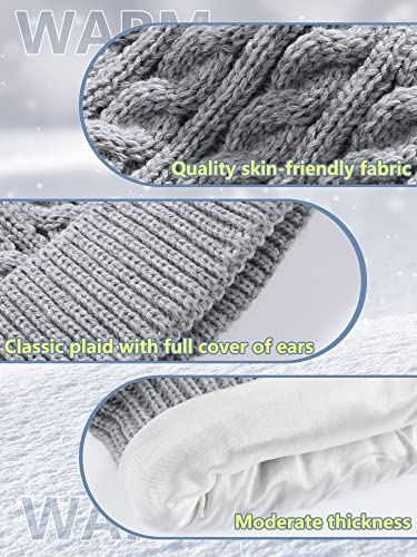 3 Pieces Kids Satin Lined Knit Beanies Winter Hat Child Warm Ski Skull Caps for Girls Boys Baby Toddlers 3-12 Years3