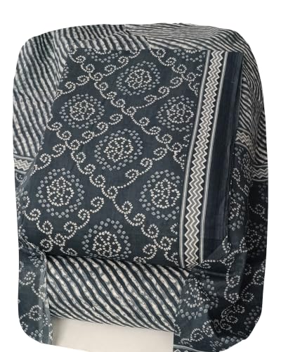 Image of DRAVINAM Trends Women's Premium Cambric Cotton Jaipuri Printed Unstitched Salwar Suit Dress Material with Mulmul Cotton Dupatta