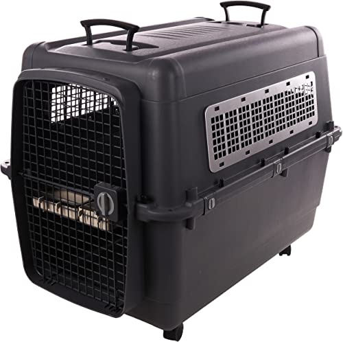 Flamingo Transportkäfig Lanta – Dunkelgrau | Größe XXL (67 × 101 × 75 cm) | Sicher, Praktisch & Komfortabel für deinen Hund!