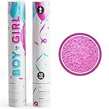 TUR Party Supplies (2 Pink) NO MESS Gender Reveal Powder Cannons | 100% Biodegradable | 12 inch | Party Poppers for Boy or Girl Baby Shower Decorations & Supplies