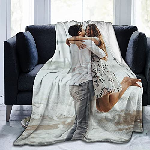 HooSo Custom Blanket with Words Picture Collage Customized Blankets, Birthday Souvenir Gifts Personalized Throw Blanket for Father, Mom, Kids, Dogs, Friends or Lover, 1 Photo Collage, 50" x 40"