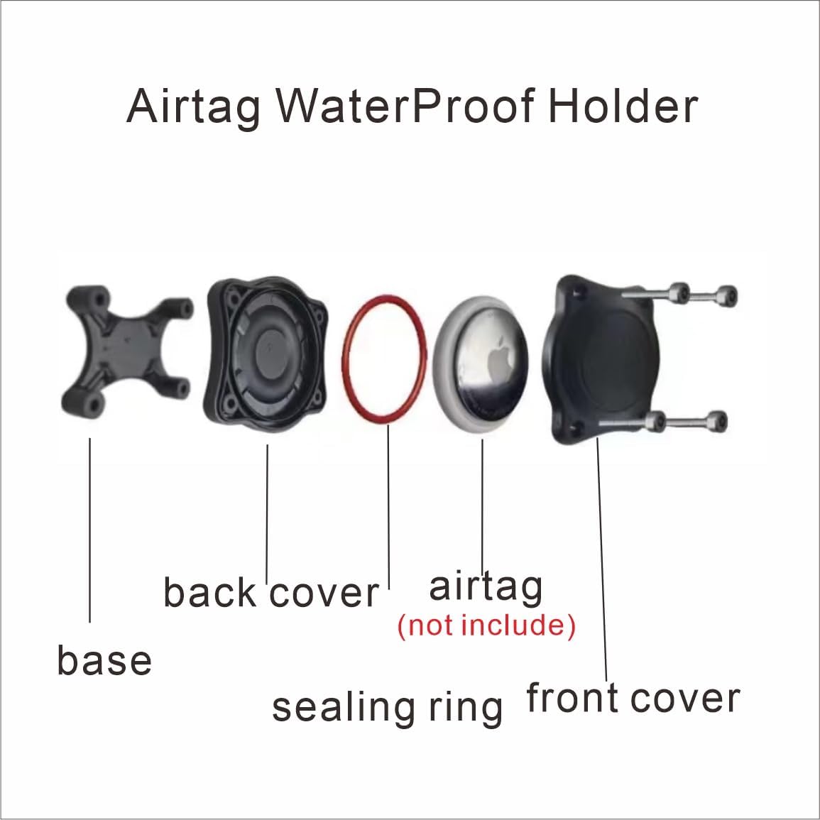 Personalized Tactical AirTag Dog Collar Waterproof Airtag Dog Collar Holder -, Adjustable Military Collar with Handle (Black, M(15-18.9"))