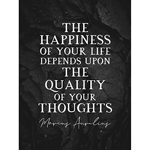 Póster de lienzo Marcus Aurelius de Artery8, cuadro elegante con frase de felicidad para salón