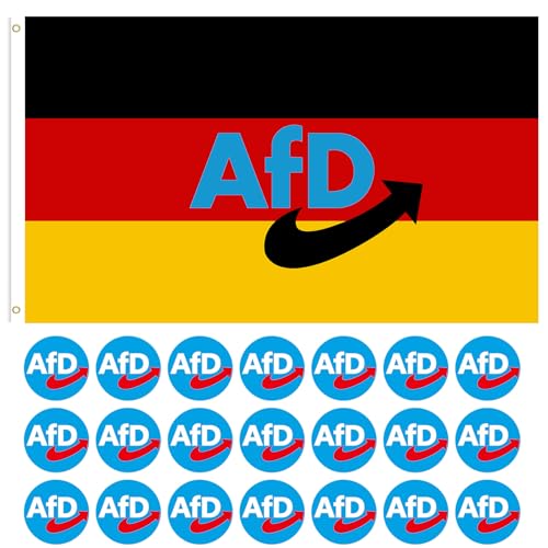 50 Stück AFD Logo Aufkleber + AFD Flagge 150x90 cm 4.5cm Rund AFD Logo AFD Politik Sticker Neuwahlen AFD Sticker Hohe Qualität Gute Viskosität