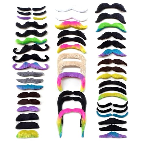 48 Pièces Nouveauté Fausses Moustaches à Papier Collant Auto 16 Styles, Autocollant Fausses Moustaches Auto Adhésives pour Soirées Costumées,...