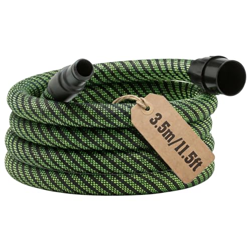 Dust Extractor Hose D27/32 x 3.5M (11.5 Ft), Anti-Static, Compatible with Festool CT 15/25/26/36/48 and CT MINI/MIDI Dust Extractors (2019+), Heavy-Duty Vacuum Hose with Reinforced Woven Sleeve, Green