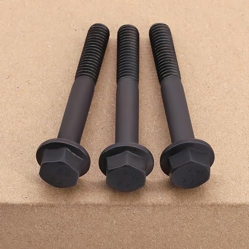 Image of M6-1.0 x 55mm (15 pcs) Flanged Hex Bolt Screws Black Oxide Finish, 10.9 Grade Alloy Steel, Large Flange Washer Head, DIN6921 /GB5789, Partial Thread