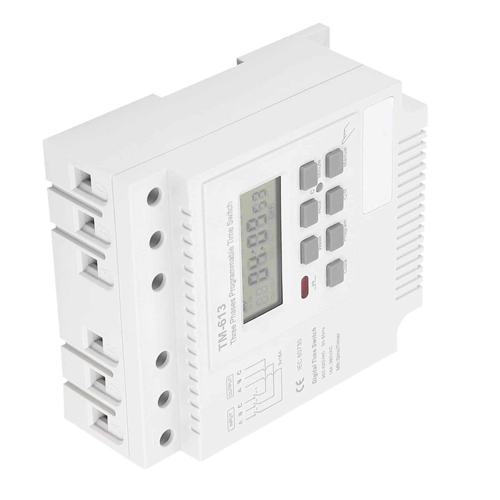 TM-163 - Relé programado, 380 V, 50 – 60 Hz, 16 A, interruptor de temporizador, interruptor de temporizador, trifásico, reloj digital inteligente