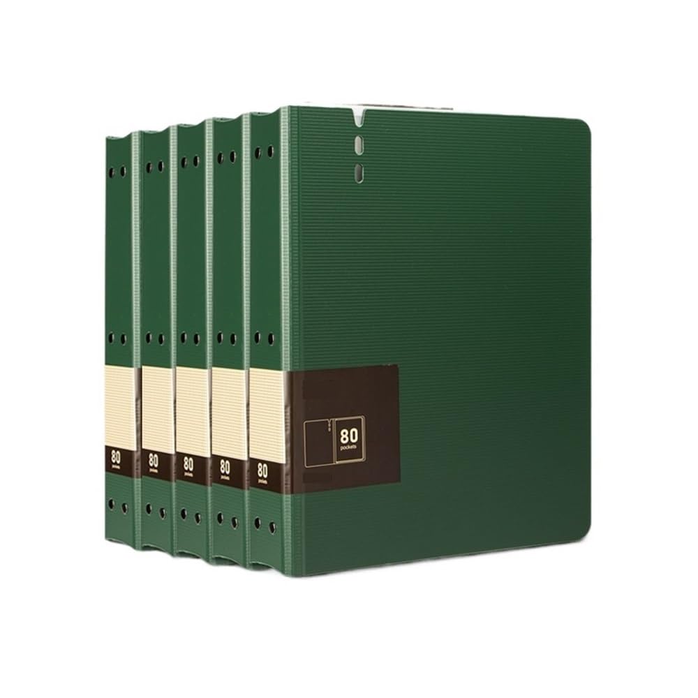 Cartella documenti 5 cartelle portadocumenti A4 da 80 pagine con inserti trasparenti, for documenti di dati, forniture for ufficio per ufficio(Green)