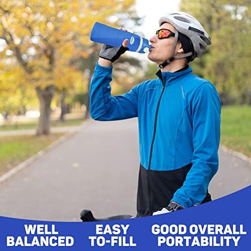 Kemier Collapsible Water Bottle, BPA Free Foldable Water Bottle for Travel, Gym, Hiking, Silicone Portable Leakproof Sports Outdoor Water Bottle with Carabiner,750ML/26OZ(Blue)