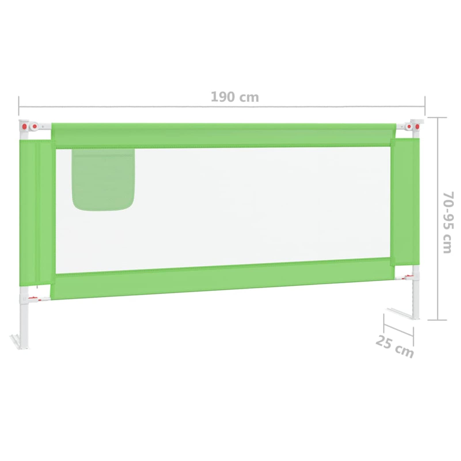 Mogou Barandilla de Seguridad Cama de niño, Barandilla Cama Niño, Barrera Cuna, Defensa Extensible, Barandilla Sofa, Verde Tela 190x25 cm