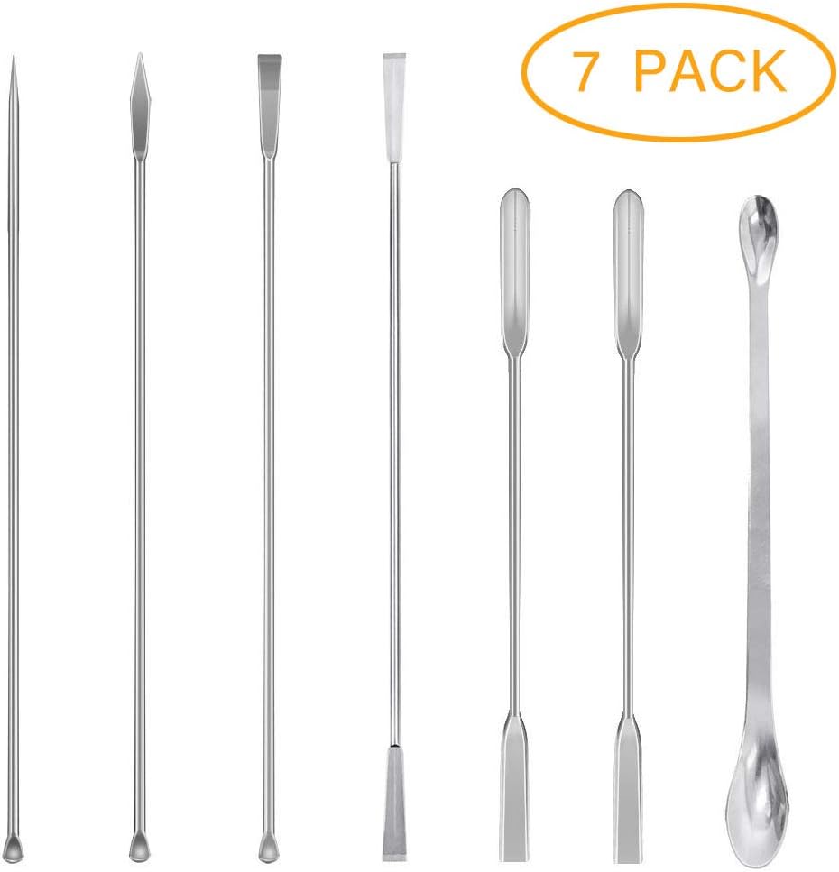 7-Pack Micro Spatula Lab Scoop Spoon for Powders Stainless Steel