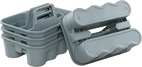 Miniatura 7 de Begale Paquete de 4 productos comerciales Deluxe Carry Caddy para productos de limpieza, cesta de limpieza de plástico de 2 compartimentos