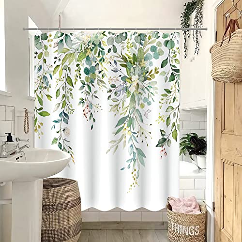Rideau de douche eucalyptus vert sauge 183x183 cm avec crochets