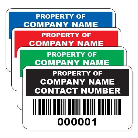 2000 Personalised Barcode Asset Tag Labels Custom Stickers- 38mm x 20mm Permanent Vinyl Labels - Simple to Customize