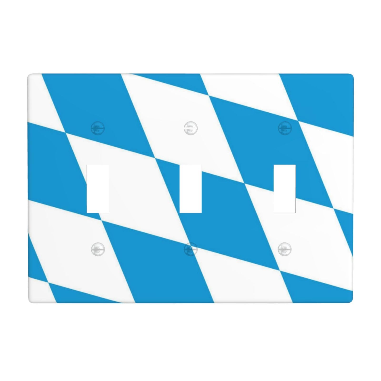 Bavarian Flag 3 Gang Switch Plate Cover-Unbreakable Polycarbonate Wall Plate, Heat Resistant Toggle Switch Decor for Home