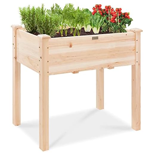 Best Choice Products 34x18x30in Raised Garden Bed, Elevated Wood Planter Box Stand for Backyard, Patio, Balcony w/Bed Liner, 150lb Capacity - Natural