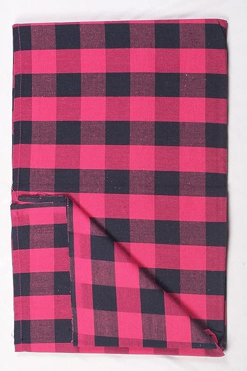 Image of Hornbill Enterprises 100% Pure Cotton Blanket /Single Size Solapur Cotton Chaddar /Bedsheet /Reversible Blanket for Daily use (60x90 inches) Set of 1 (Pink Black)