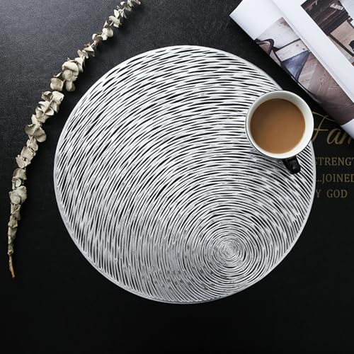 Set de table rond PVC antidérapant et imperméable motif argenté 38cm KnSam