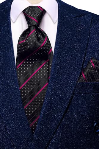 Image of Dubulle Silk Ties Set for Men Formal Paisley Striped Necktie Pocket Square Cufflinks 3PCS Sets Wedding Business Party
