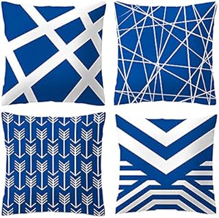 Throw Pillow Covers 18x18 Blue Couch Pillow Case Set of 4 Polyester Fabric Decorative Pillow Cover Cushion Case for Living Room Sofa Bed Chair