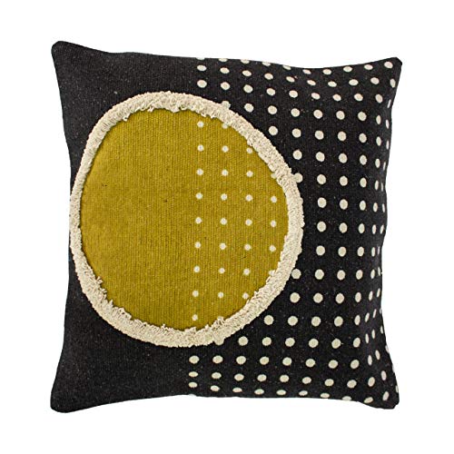 Riva Home Riva Inicio Orbit Cojín, Negro/Ocre/Natural, 50 X 50 Cm, 50 x 50cm (20" x 20")