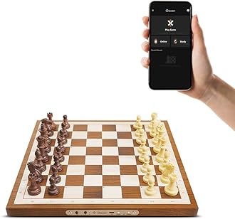 Air Electronic Chess Set, A magnificently Handcrafted Wooden Chess Board with Extra Queens,LEDs, AI Adaptive Electronic Chess Set Game and App with Computer Chess Board