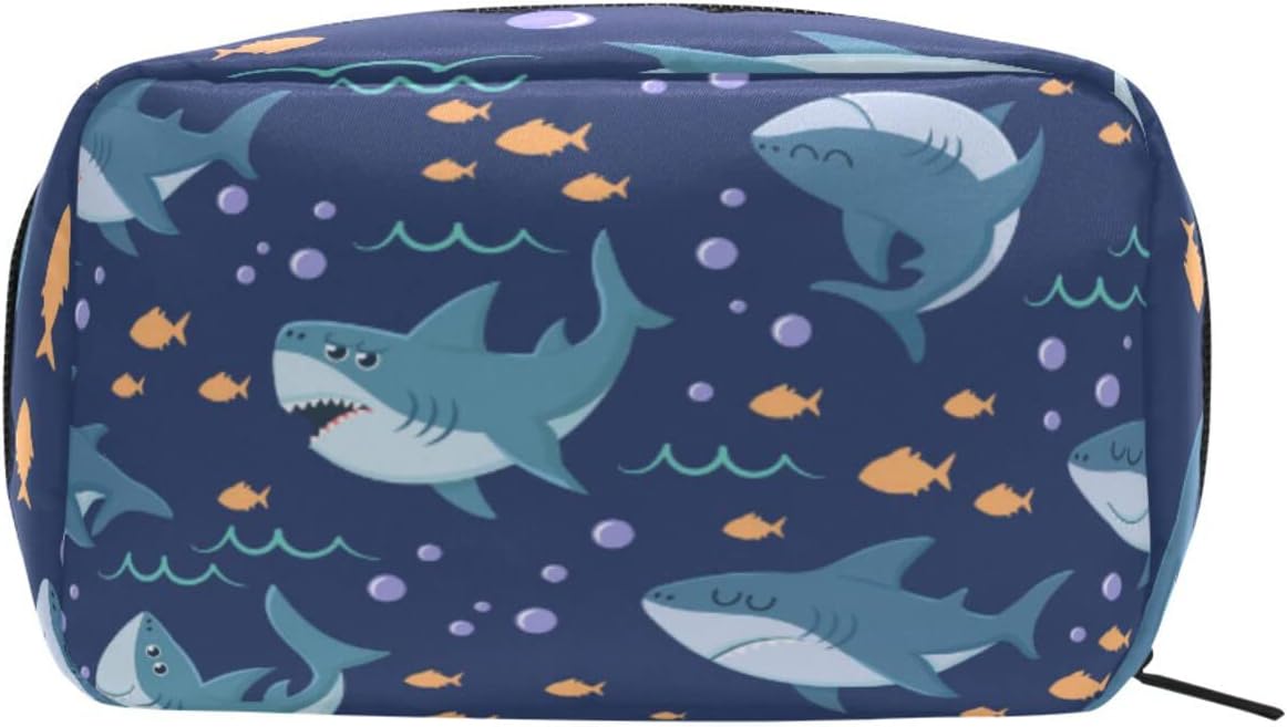 宅送 Suaku メイクポーチ かわいい 化粧ポーチ サメ柄 アニメ 大容量 おしゃれ 小物入れ トラベルポーチ 持ち運び 収納 機能 出張 旅行 Www Larrypolatsch Com