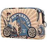 Schminktasche Reise Kosmetiktasche Tasche Geldbörse Handtasche mit Reißverschluss - Vintage Rockabilly Garage Motorrad Schönheit, Muttertagsgeschenk
