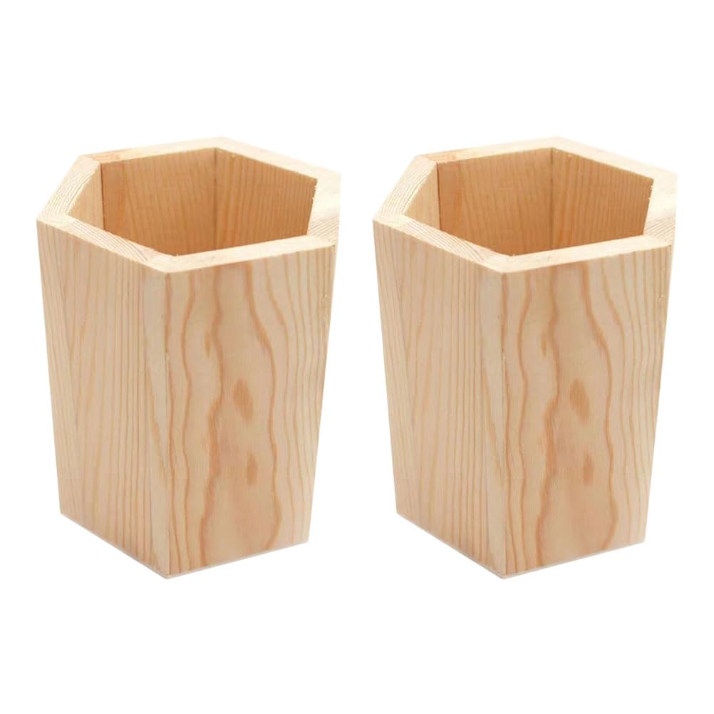 Porte stylos bois anti-basculement, résolvez le désordre avec ce pot géométrique stable