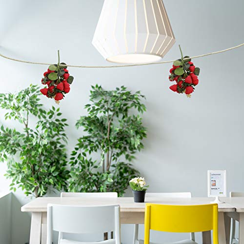 Cabilock Artificial Strawberry Fake Berry With Leaves Hanging Strawberry Decoration Foam Fruit Ornaments For Home Kitchen Wedding Party Decor Random Number #TOP6