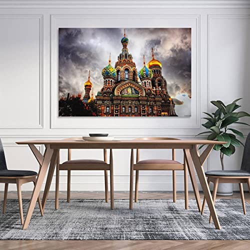 Russia St. Petersburg Posters, Buildings, Religious Cathedrals, Religious Art Posters (2) Wall Art Paintings Canvas Wall Decor Home Decor Living Room Decor Aesthetic 08X12Inch(20X30Cm) Unframe-Style #TOP4