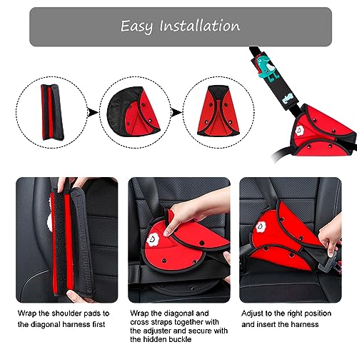 Kinder Auto Gurtpolster, Sicherheitsgurt Schulterpolster Set, Auto Gurtkissen,Abnehmbar, Hochwertiges Gurtpolster für Mädchen und Jungen