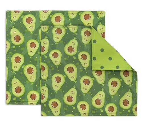 PurpleEssences Reusable Cloth Napkins Cotton 12x12 in - Avocado
