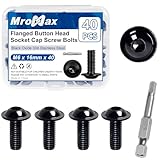 M6-1.0X 16mm 40Pcs Flanged Button Head Socket Cap Screws Bolts, 304 Stainless Steel 18-8, Allen Socket Drive Fully Threaded Black Oxide, with Flanges for Spreading Fastening Forces Over a Large Area