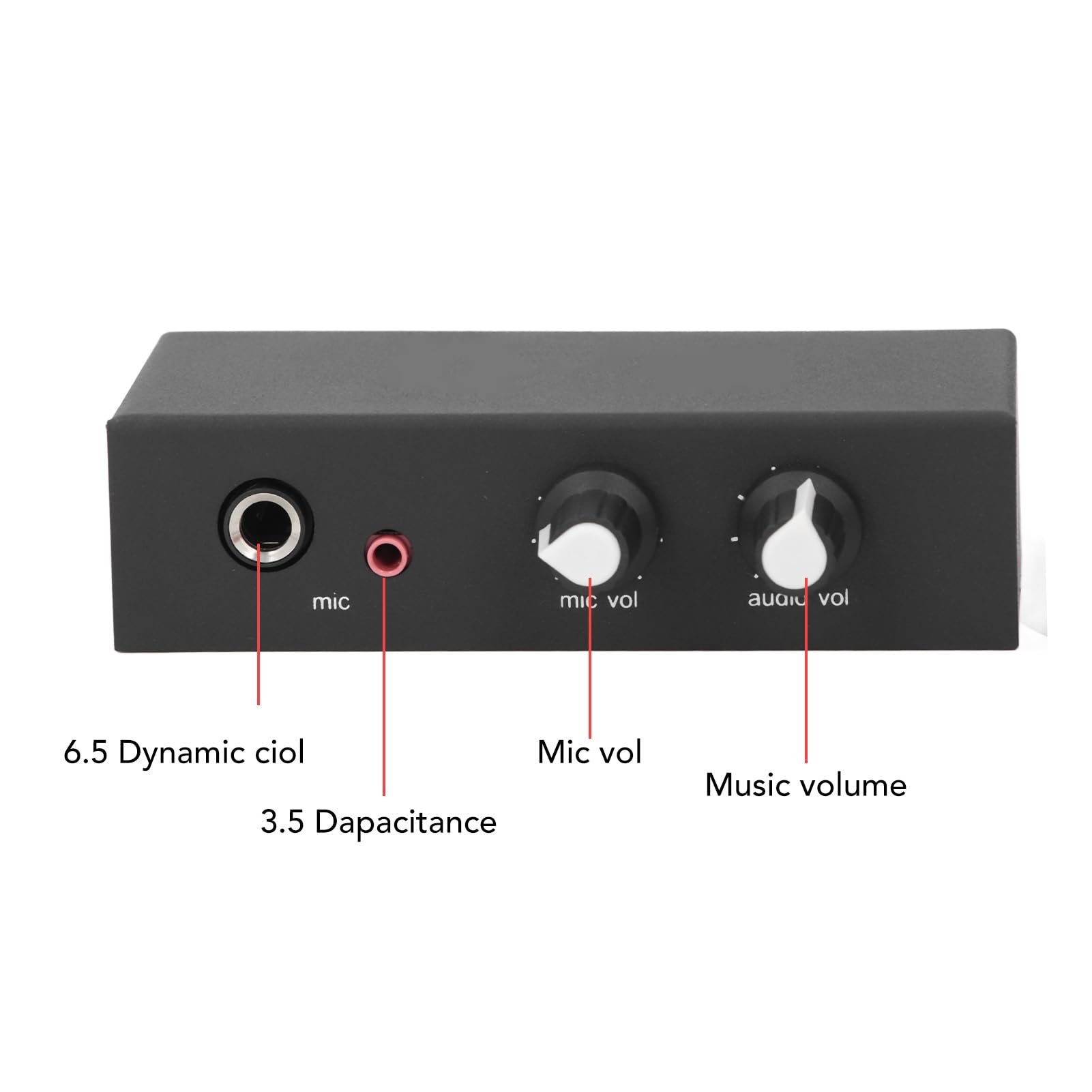 Amplifier Mic Mixer, Audible Mixer 3.5mm 6.5mm Interface Wide Compatibility DC 5?12V 3 Output Ports for Mobile Phone Computer