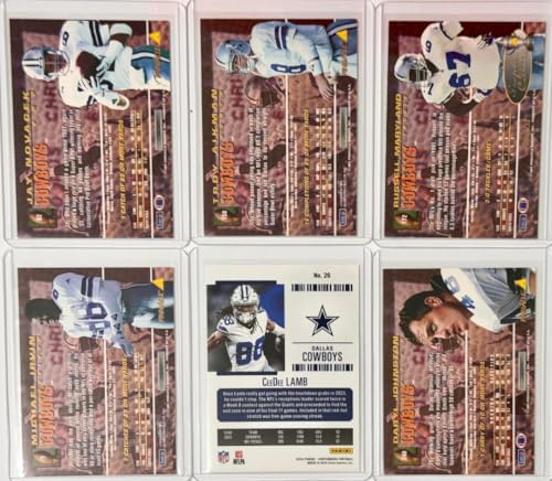 Dallas Cowboys NFL Card Lot – Troy Aikman, Michael Irvin, CeeDee Lamb, Jay Novacek, Russell Maryland, Ken Norton Jr. – 6 Card Bundle image 4