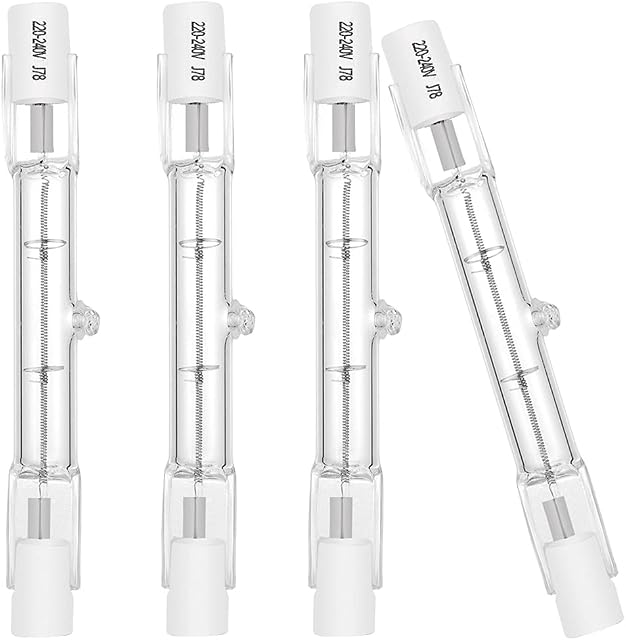 Eco Halogen Bulb R7S 78mm 80W 230V 1050lm Warm White 2700K T3 J Type Floodlight Bulb for Work, Security, Landscape Lights, Floor Lamps (4 Pack)