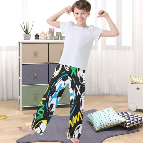 Boys' Pj Pants Soccer Painting Joggers Elastic Long Bottom Trousers Sweatpants with Pockets Size 6-144