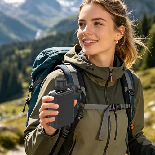 Botella de agua plana portátil para camping y aire libre 4